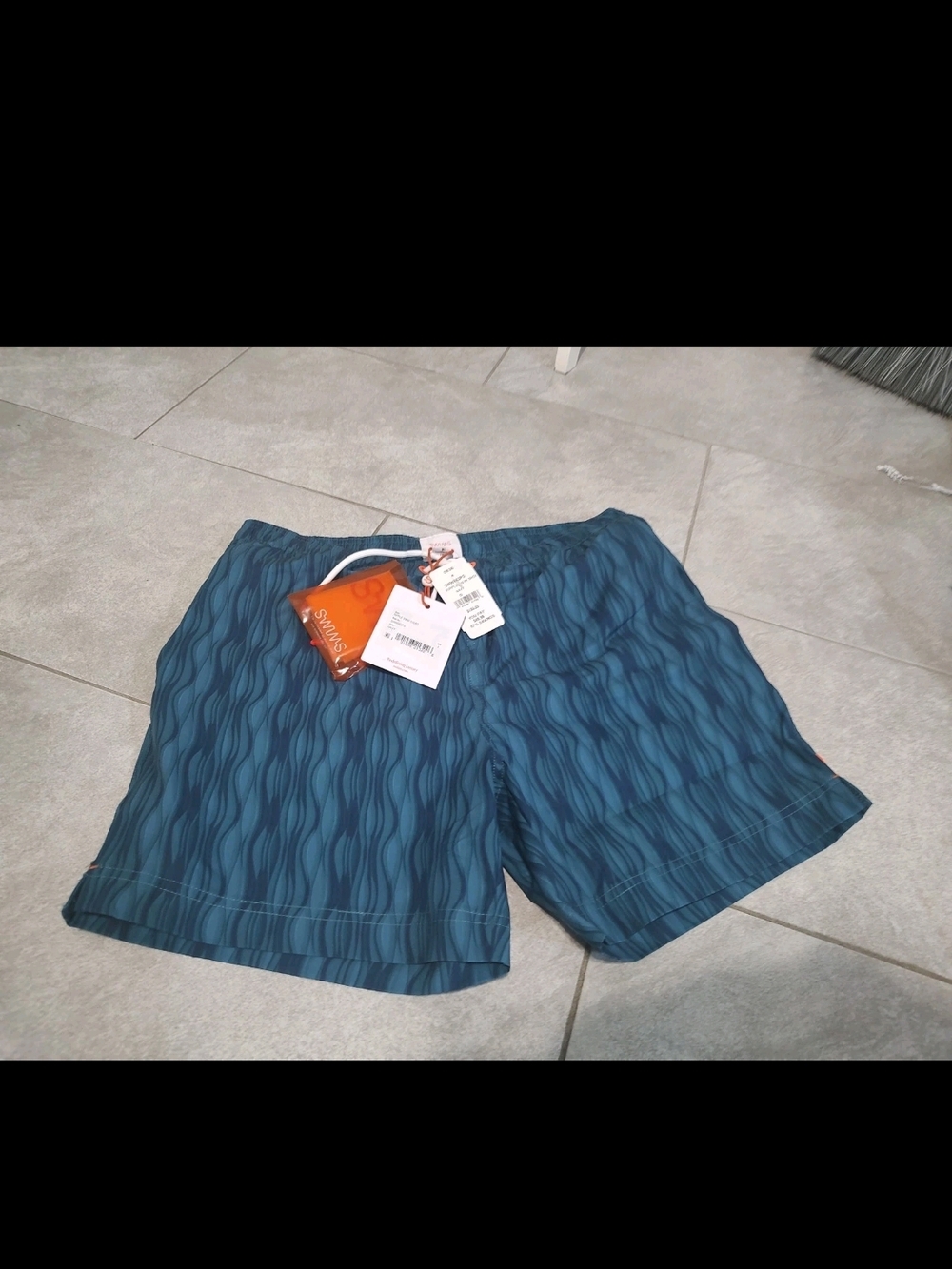 Swims Teal Wave-Pattern Men’s Swim Trunks